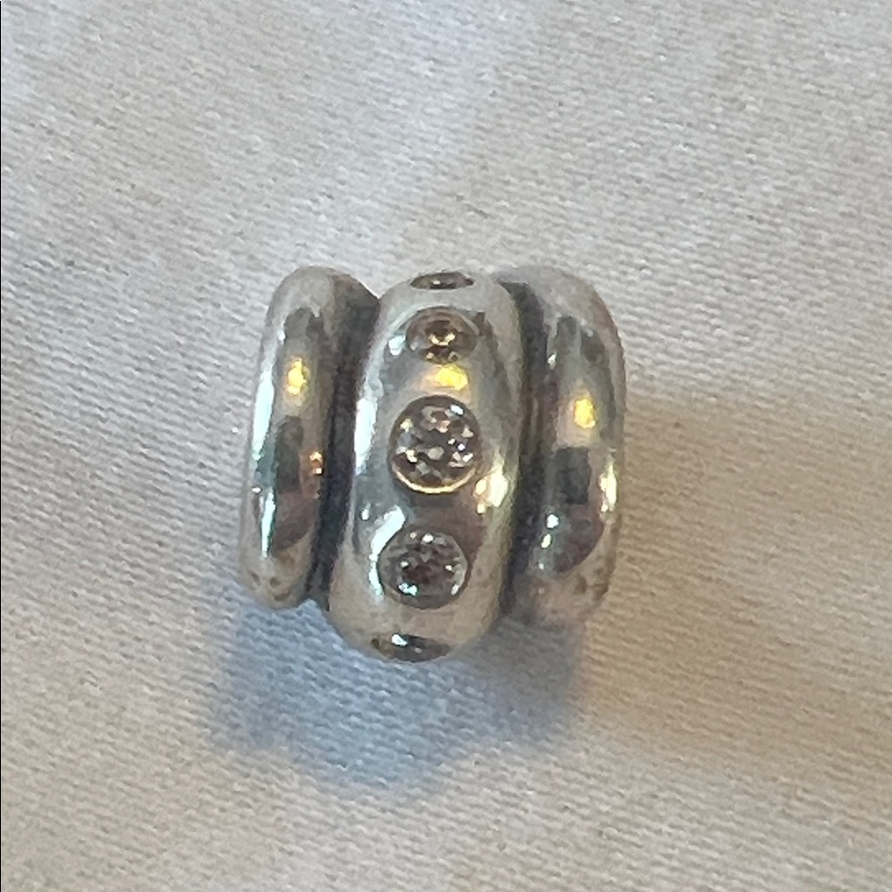Pandora Champagne Swirl charm, Sterling Silver Love Knot Cubic Zirconia, Retired - Picture 2 of 4